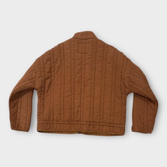 Zara Quilted Bomber Jacket Zip Up ZW Collection Tan size medium - Picture 9 of 10